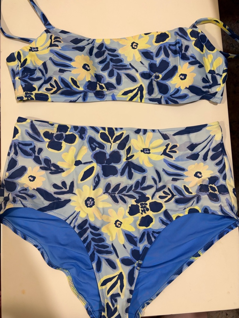 aerie Yellow and Blue Floral High-Waist Bikini Set